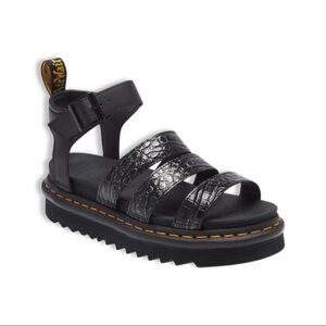 {Dr. Martens} embossed gunmetal Blaire Sandal Size: 9